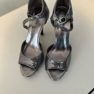 Silver Stiletto Heels with Ankle Strap. Perfect for prom season!